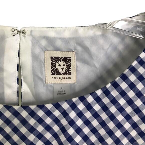 Anne Klein Dress Women 6 Maxi Preppy Blue Sleeveless Gingham Cottage Core - Picture 2 of 9